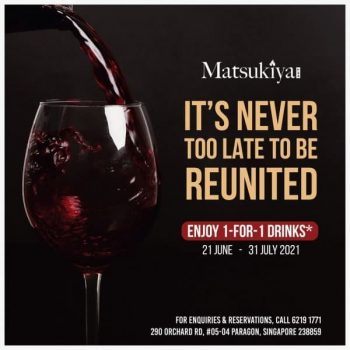 Matsukiya-1-for-1-Drinks-Promotion-350x350 22 Jun-31 Jul 2021: Matsukiya 1-for-1 Drinks Promotion