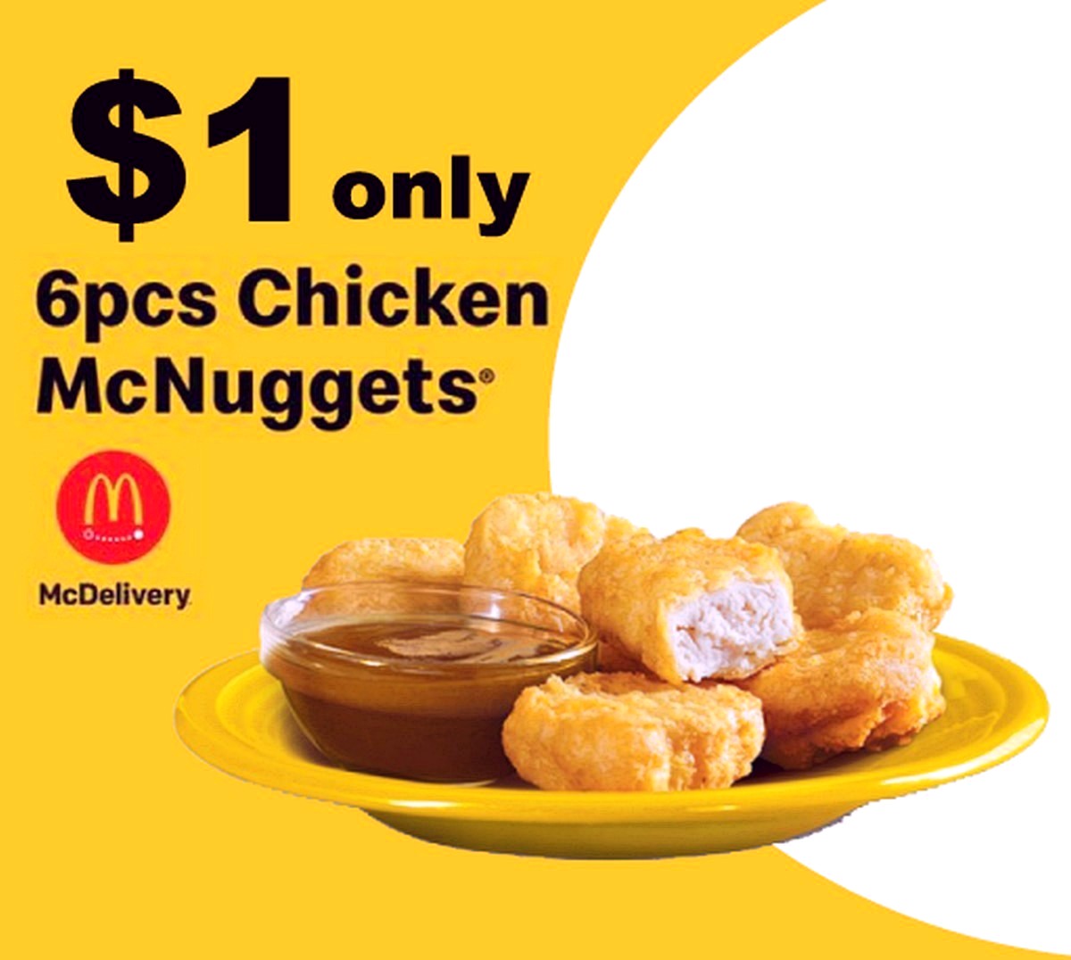McDonalds-SGD-1-Dollar-McNuggets-6pcs-McDelivery Now till 15 Jun 2021: McDonald's 6pcs Chicken McNuggets for $1 only! FREE Fries & Hashbrown Promo Codes to Redeem!