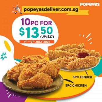 Popeyes-Delivery-10pc-Special-Meal-@-13.50-Promotion-350x350 1-6 Jul 2021: Popeyes Delivery 10pc Special Meal @ $13.50 Promotion