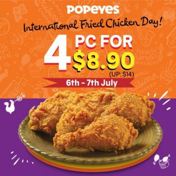 Popeyes-International-Fried-Chicken-Day-4pc-Chicken-@-8.90-Promotion1-350x350 6-7 Jul 2021: Popeyes International Fried Chicken Day 4pc Chicken @ $8.90 Promotion