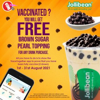 Jollibean-Vaccinated-FREE-Brown-Sugar-Pear-Topping-Promotion-350x350 1-31 Aug 2021: Jollibean Vaccinated FREE Brown Sugar Pear Topping Promotion