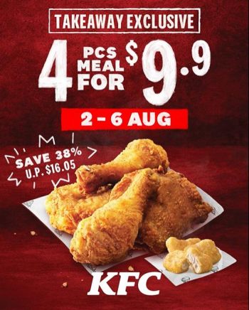 KFC-Takeaway-4pcs-Meal-for-9.90-Promotion-350x436 2-6 Aug 2021: KFC Takeaway 4pcs Meal for $9.90 Promotion