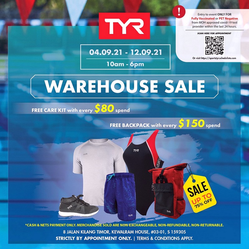 TYR-Warehouse-Sale-Singapore-Clearance-2021-Discounts-Promotion 4-12 Sept 2021: TYR Warehouse Sale at Kewalram House! Up to 75% OFF & FREE Gifts with Purchase!