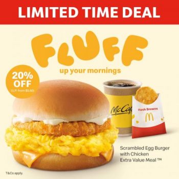 McDonalds-Scrambled-Egg-Burger-with-Chicken-Extra-Value-Meal-20-OFF-Promotion-350x350 13-15 Sep 2021: McDonald's Scrambled Egg Burger with Chicken Extra Value Meal 20% OFF Promotion