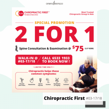 One-Raffles-Place-2-for-1-Promotion--350x350 10 Sep 2021 Onward: Chiropractic First Group 2-for-1 Promotion at One Raffles Place