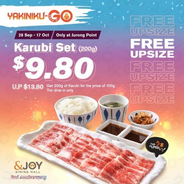 Sep Oct Yakiniku GO Karubi Set Promotion With JOY Dining Hall At Jurong Point SG