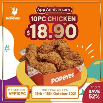 Popeyes-Louisiana-Kitchen-App-Anniversary-Promotion-350x350 15-18 Oct 2021: Popeyes Louisiana Kitchen App Anniversary Promotion