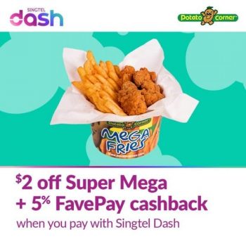 Singtel-Dash-Super-Mega-and-5-FavePay-Cashback-Promotion-350x350 7-31 Oct 2021: Potato Corner Super Mega and 5% FavePay Cashback Promotion with Singtel Dash