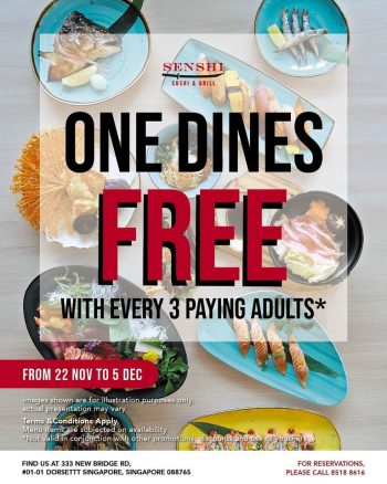 Senshi-Sushi-Grill-One-Dines-Free-Promotion-350x438 22 Nov-5 Dec 2021: Senshi Sushi & Grill One Dines Free Promotion
