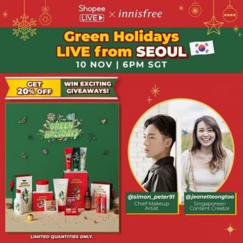 innisfree-Holiday-Live-350x350 10 Nov 2021: Innisfree Shopee Green Holidays LIVE