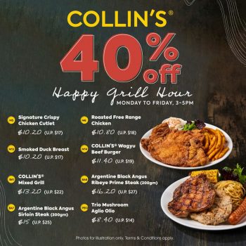 Collins-Grille-40-off-Deal-350x350 18 Dec 2021 Onward: Collin's Grille 40% off Deal