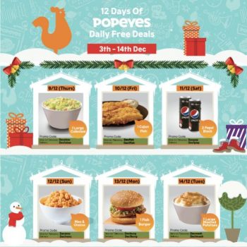 Popeyes-12-Days-Daily-Free-Deals-Promotion2-350x350 3-14 Dec 2021: Popeyes 12 Days Daily Free Deals Promotion