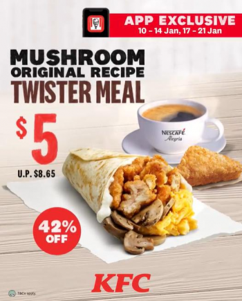 KFC-Mushroom-O-R-Twister-Meal-5-Promotion-10-January-2022-21-January-2022--350x435 10-21 Jan 2022: KFC Mushroom O.R. Twister Meal @ $5 Promotion