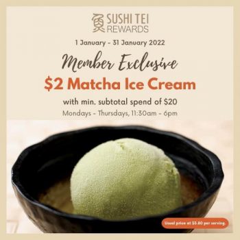 Sushi-Tei-Member-2-Matcha-Ice-Cream-Promotion-350x350 1-31 Jan 2022: Sushi Tei Member $2 Matcha Ice Cream Promotion