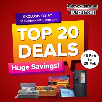 Harvey-Norman-Top-20-Electrical-IT-Furniture-and-Bedding-Promotion-350x350 16-28 Feb 2022: Harvey Norman Top 20 Electrical, IT, Furniture and Bedding Promotion at The Centrepoint Superstore