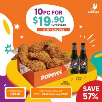 Popeyes-10pc-Chicken-@-19.90-Promotion-350x350 17-23 Feb 2022: Popeyes 10pc Chicken @ $19.90 Promotion