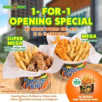 Potato-Corner-1-for-1-Opening-Special-at-Great-World-350x350 11-13 Feb 2022: Potato Corner 1 for 1 Opening Special at Great World