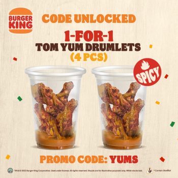 14-31-Mar-2022-Burger-King-1-for-1-deal-on-the-spicy-Tom-Yum-Drumlets-Promotion-350x350 14-31 Mar 2022: Burger King 1-for-1 deal on the spicy Tom Yum Drumlets Promotion