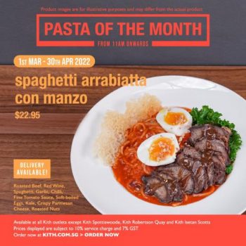 Kith-Cafe-Pasta-of-The-Month-Spaghetti-Arrabiatta-Con-Manzo-@-22.95-Promotion-350x350 1 Mar 2022-30 Apr 2022: Kith Cafe Pasta of The Month Spaghetti Arrabiatta Con Manzo @ $22.95 Promotion