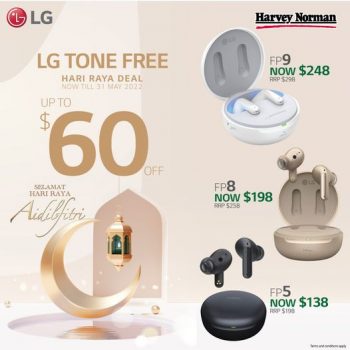 19-Apr-31-May-2022-Harvey-Norman-LG-Tone-Free-Wireless-Earbuds-Promotion-350x350 19 Apr-31 May 2022: Harvey Norman LG Tone Free Wireless Earbuds Promotion