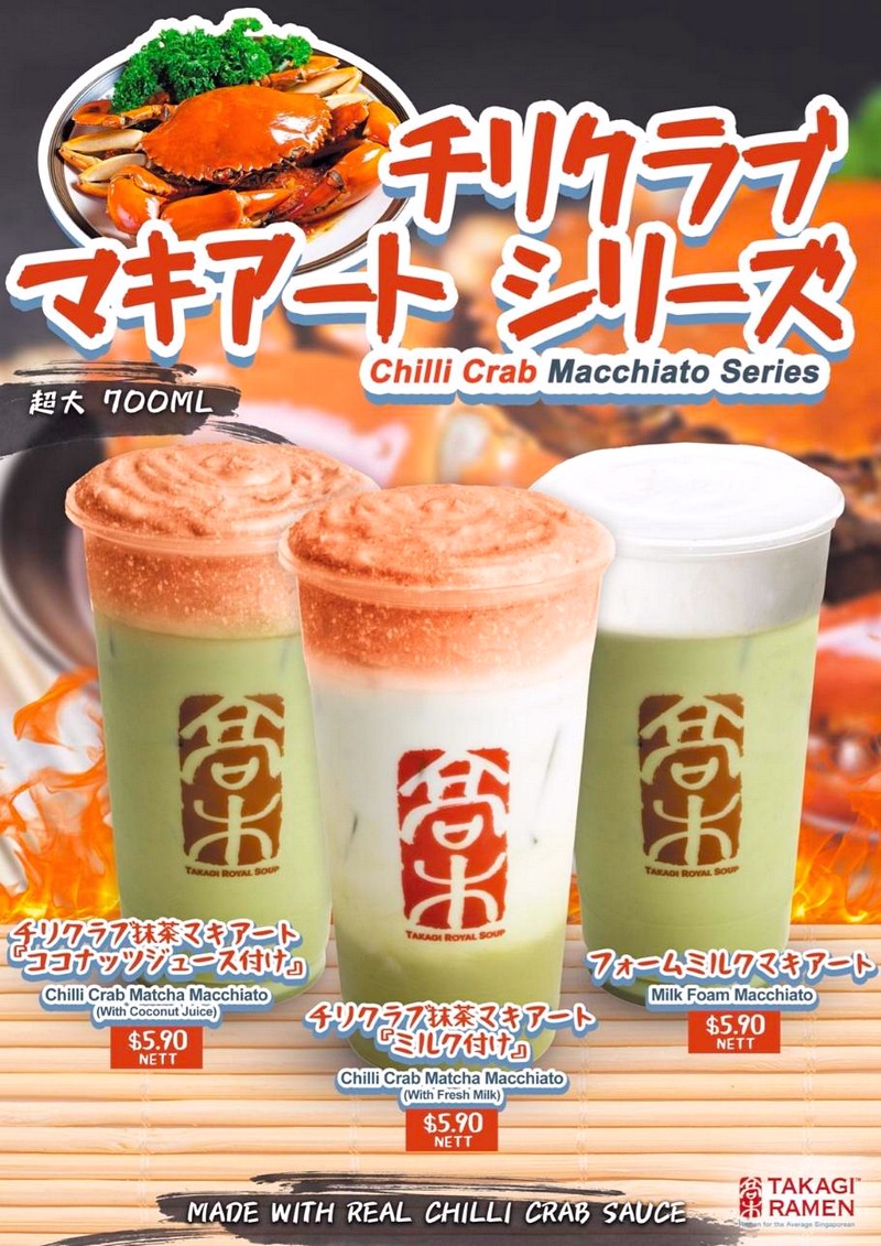 Takagi-Ramen-Crab-Drinks 15 Apr 2022 Onward: Takagi Ramen World's First Real Chilli Crab Matcha Macchiato Drinks Promotion