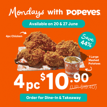 20-27-Jun-2022-Popeyes-4-pieces-of-golden-crispy-fried-chicken-Promotion-350x350 20-27 Jun 2022: Popeyes 4 pieces of golden crispy fried chicken Promotion