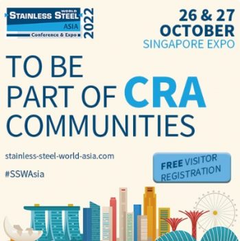 Stainless-Steel-World-Asia-Conference-Expo-2022-at-Singapore-EXPO-350x351 26-27 Oct 2022: Stainless Steel World Asia Conference & Expo 2022 at Singapore EXPO