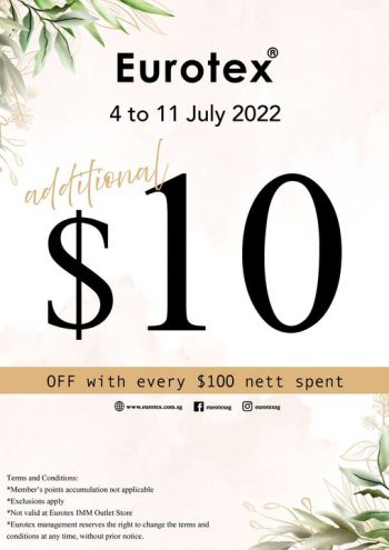 4-11-Jul-2022-Eurotex-additional-10-off-Promotion-350x495 4-11 Jul 2022: Eurotex additional $10 off Promotion