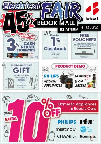 BEST-Denki-Electrical-Fair-Promotion-at-Bedok-Mall-350x496 6-12 Jul 2022: BEST Denki Electrical Fair Promotion at Bedok Mall