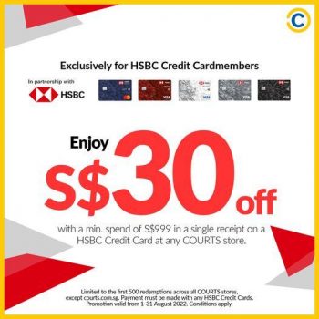 1-31-Aug-2022-Courts-HSBC-Credit-Card-August-Promotion-30-OFF--350x350 1-31 Aug 2022: Courts HSBC Credit Card August Promotion $30 OFF