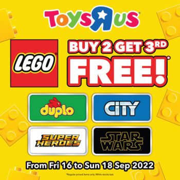 16-18-Sep-2022-Toys22R22Us-LEGO-Buy-2-Get-3rd-FREE-Promotion-350x350 16-18 Sep 2022: Toys"R"Us LEGO Buy 2 Get 3rd FREE Promotion