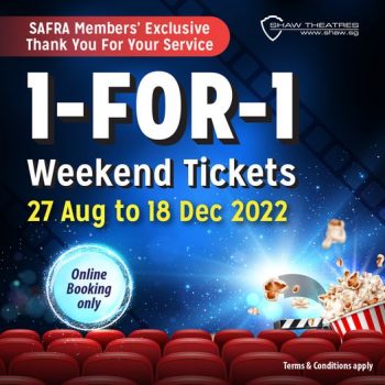 27-Aug-18-Dec-2022-SAFRA-1-for-1-Weekend-Movie-Deals-at-Shaw-Theatres-350x350 27 Aug-18 Dec 2022: SAFRA 1-for-1 Weekend Movie Deals at Shaw Theatres