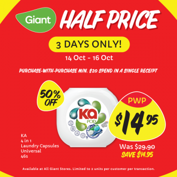 14-16-Oct-2022-Giant-Half-Price-Special-Ka-4-In-1-Laundry-Capsules-Promotion-350x350 14-16 Oct 2022: Giant Half Price Special Ka 4 In 1 Laundry Capsules Promotion