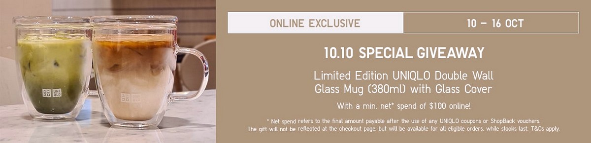 Uniqlo-FREE-Double-Wall-Glass-Mug-of-Limited-Edition-with-Glass-Cover-2022-Singapore-Freebies-Promotion-Discounts-Fashion-Apparel-1 10-16 Oct 2022: Uniqlo Singapore Free Limited Double Wall Glass Mug with Cover with 10.10 SHOPPING FESTIVAL Promotion