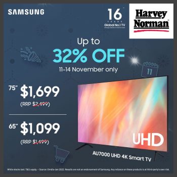 Harvey-Norman-Samsung-TVs-biggest-11.11-Deals-350x350 11-14 Nov 2022: Harvey Norman Samsung TV's biggest 11.11 Deals