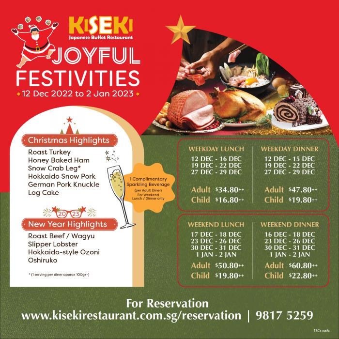 12 Dec 20222 Jan 2023 Kiseki Christmas and New Year Japanese Buffet