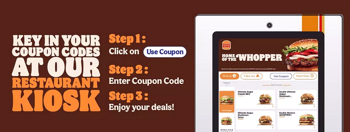 BURGER-KING-Singapore-Coupon-Discounts-up-to-50-off-Burgers-Meals Now till 3 Apr 2023: Burger King Singapore Coupon Promotion! 1-for-1 & 50% OFF!