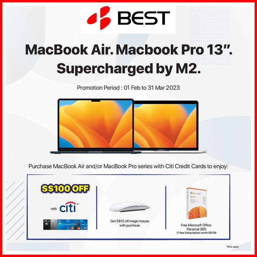 1 Feb-31 Mar 2023: BEST Denki MacBook Promo - SG.EverydayOnSales.com