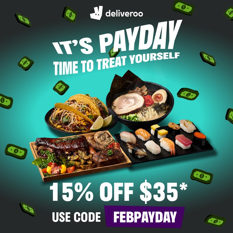 Now Till 28 Feb 2023 Deliveroo Pay Day Treat Deal