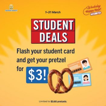 Auntie-Annes-Student-Deals-Pretzel-for-3-Promotion-350x350 1-31 Mar 2023: Auntie Anne's Student Deals Pretzel for $3 Promotion