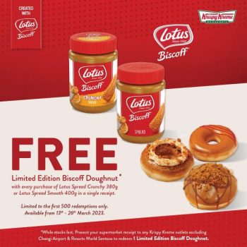 Krispy-Kreme-FREE-Lotus-Biscoff-Doughnut-Promotion-350x350 13-26 Mar 2023: Krispy Kreme FREE Lotus Biscoff Doughnut Promotion