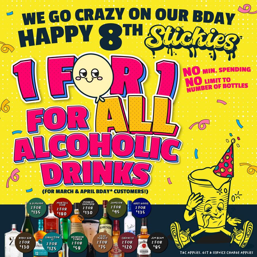 20 Mar 2023 Onward Stickies Bar 1 for 1 Birthday Promotion SG