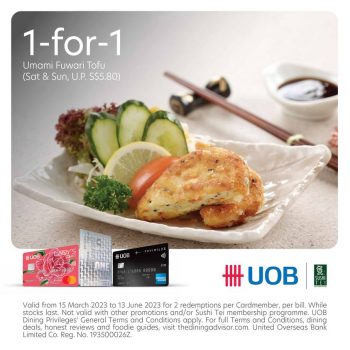 Sushi-Tei-1-for-1-Deal-with-UOB-350x350 Now till 13 Jun 2023: Sushi Tei 1 for 1 Deal with UOB