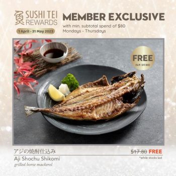 Sushi-Tei-Members-FREE-Aji-Shochu-Shikomi-Promotion-350x350 1 Apr-31 May 2023: Sushi Tei Members FREE Aji Shochu Shikomi Promotion