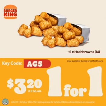 1-2-350x350 Now till 1 Oct 2023: Burger King 1 for 1 Coupons Promo
