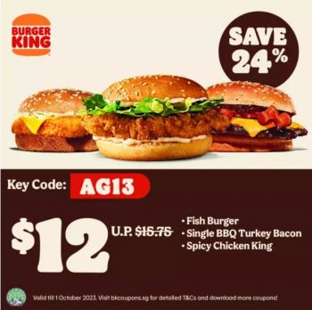 13-350x348 Now till 1 Oct 2023: Burger King 1 for 1 Coupons Promo