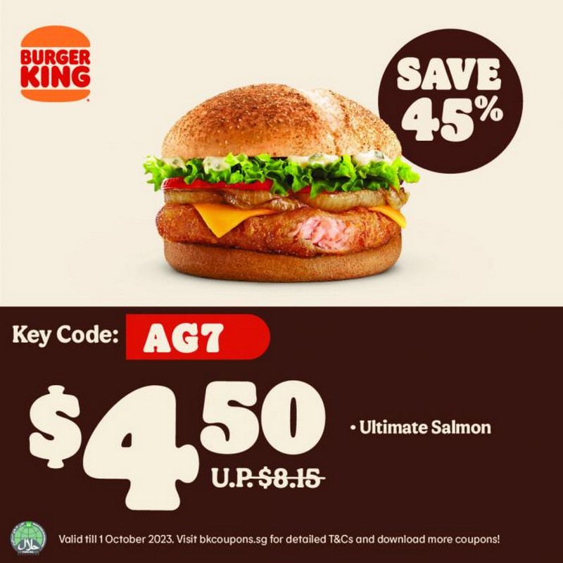 Now till 1 Oct 2023 Burger King FREE eCoupons Promotion SG