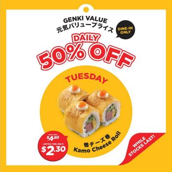 Genki-Sushi-Kamo-Cheese-Roll-50-OFF-Promotion-350x350 Now till 11 Aug 2023: Genki Sushi Kamo Cheese Roll 50% OFF Promotion