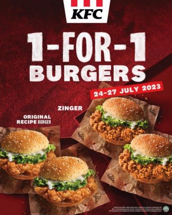 KFC-1-For-1-Burgers-Promotion-350x438 24-27 Jul 2023: KFC 1-For-1 Burgers Promotion