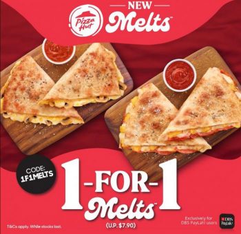 Pizza-Hut-1-For-1-Melts-with-DBS-PayLah-Promotion-350x340 Now till 31 Aug 2023: Pizza Hut 1-For-1 Melts with DBS PayLah Promotion